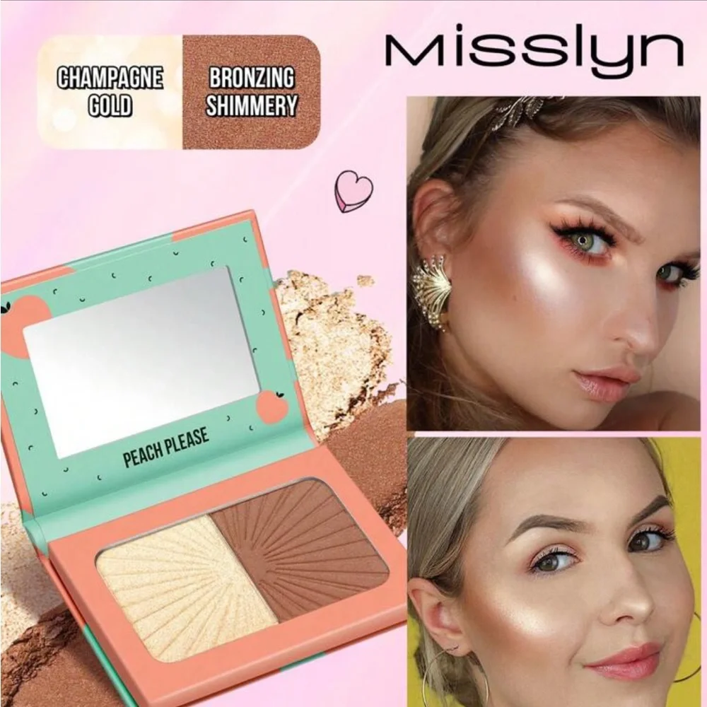 Misslyn Strobing Powder, Highlighter&Contour Palette, Warm Brown,